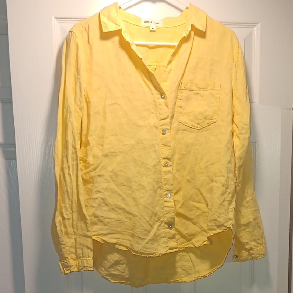 Cloth & Stone 100% Linen! Casual Yellow Button Down Shirt